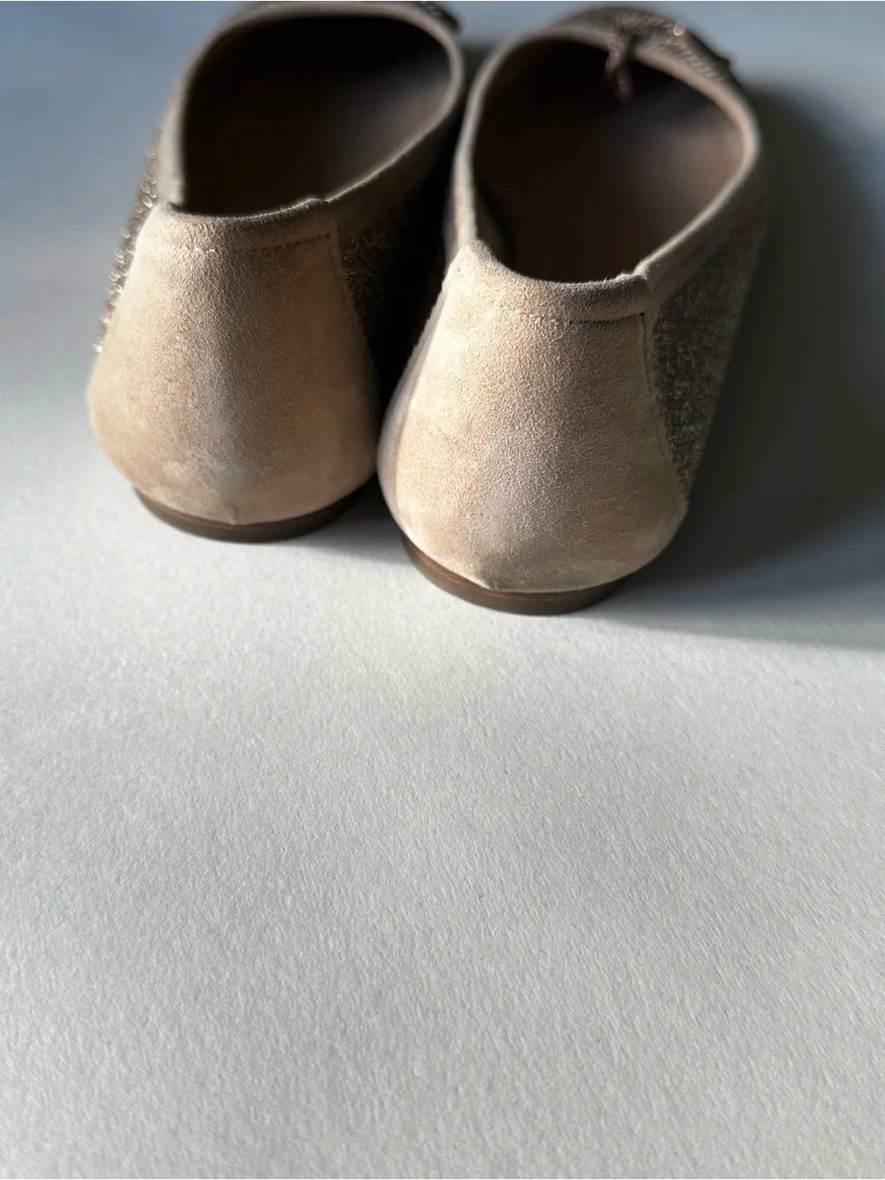Salvatore Ferragamo Sparkly Ballet Flats Champagne Gold Glitter 9.5M‎